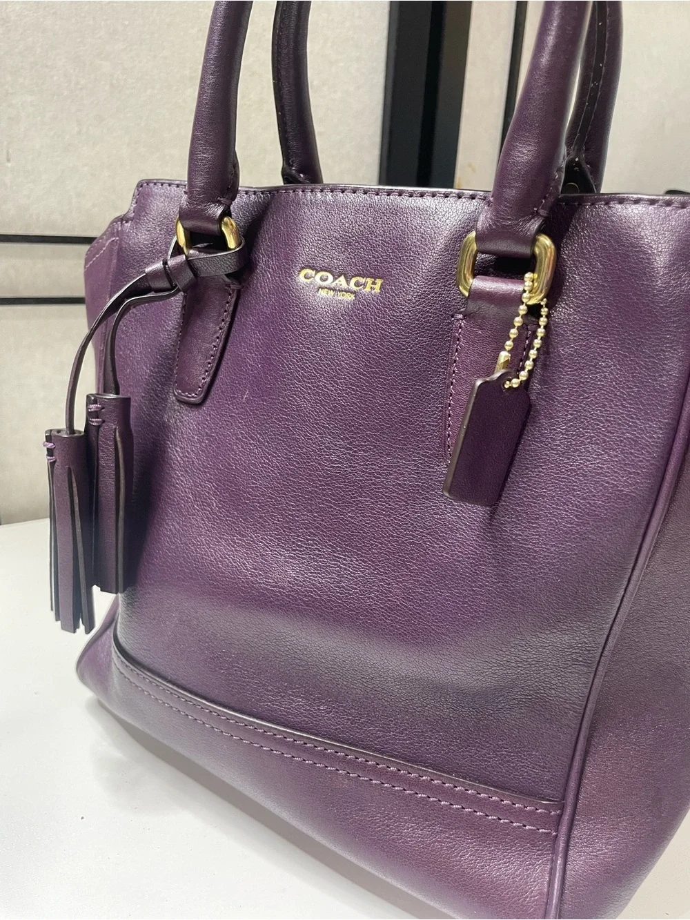 COACH Legacy Mini Tanner Purple Leather Crossbody Satchel Bag #48894